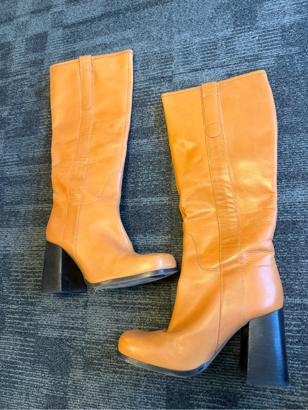 Free People 8 “Naimi@ NWT stickers Leather Mid-Calf Block Heel Boots no box